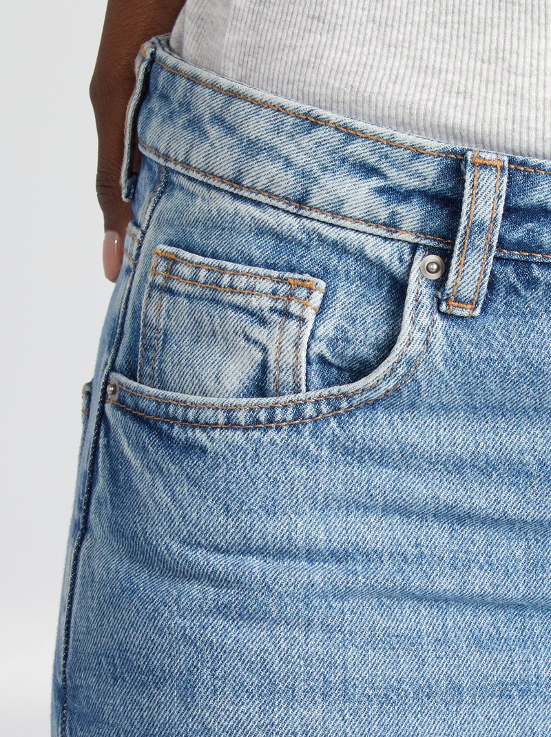 Jeans larghi a vita alta con risvolti BLU - Kiabi