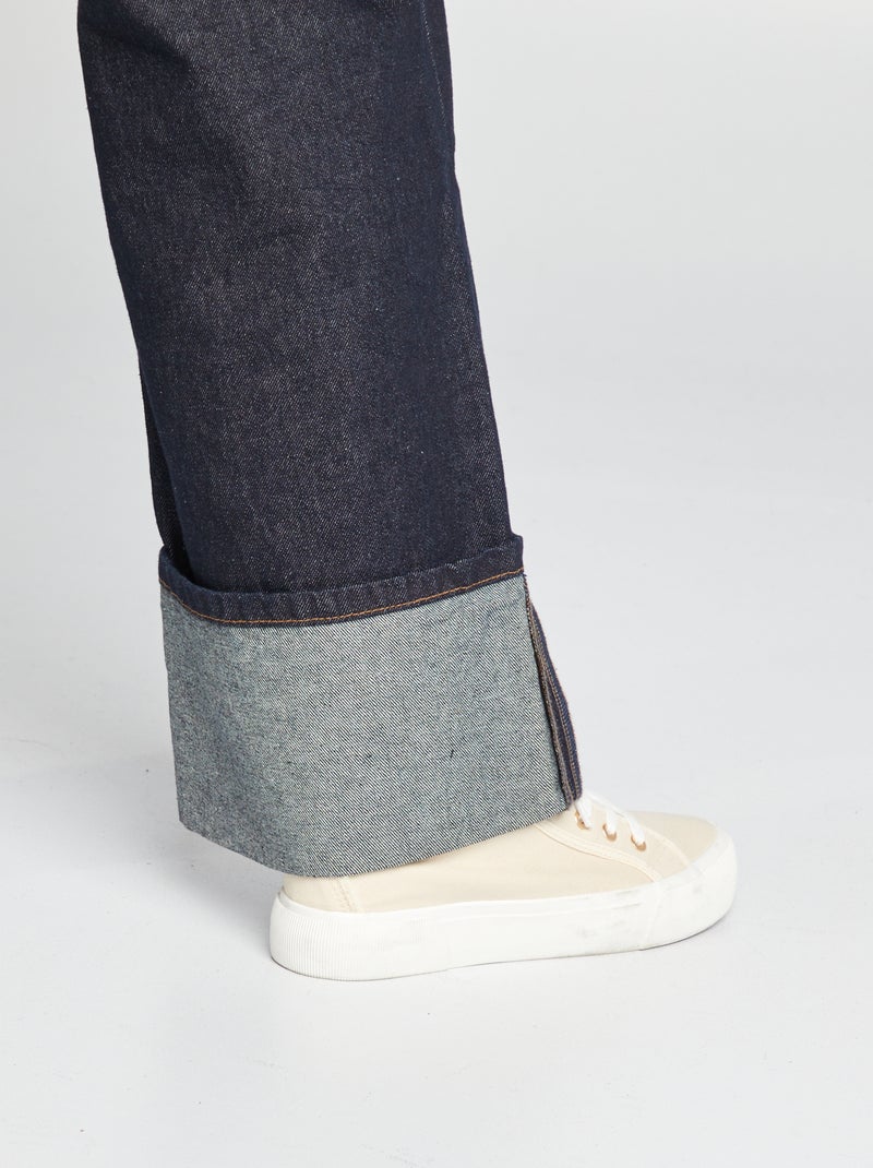 Jeans larghi a vita alta con risvolti BLU - Kiabi