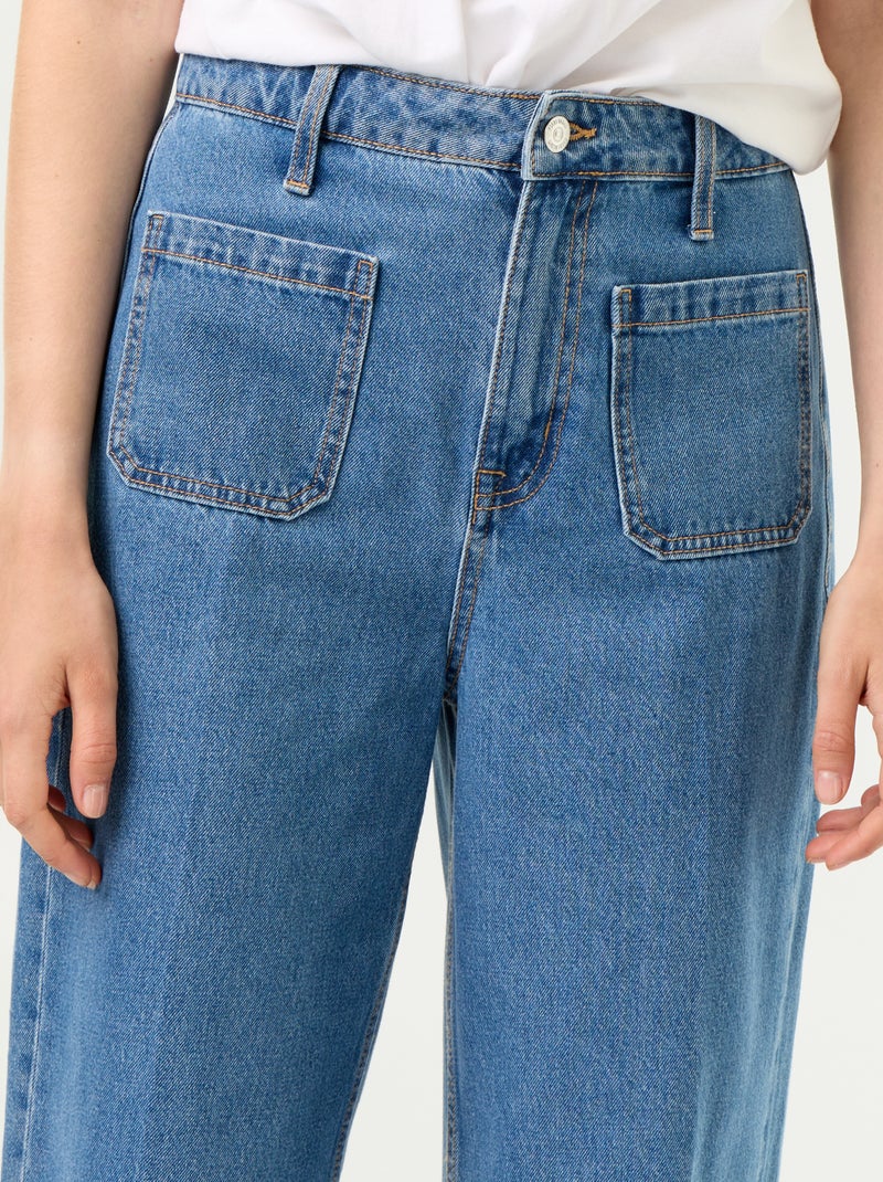 Jeans larghi a vita alta con tasche applicate Blu - Kiabi