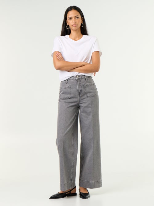 Jeans larghi a vita alta con tasche applicate - Kiabi Jeans larghi a vita alta con tasche applicate - Kiabi