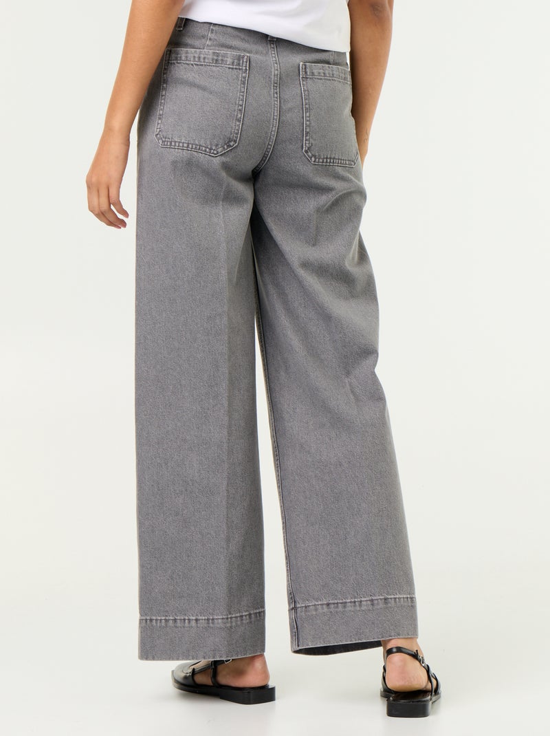 Jeans larghi a vita alta con tasche applicate Grigio - Kiabi