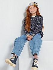 Jeans comfort, morbidi, con dettagli Bambina | Kiabi