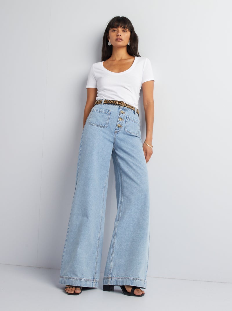 Jeans larghi con bottoni BLU - Kiabi