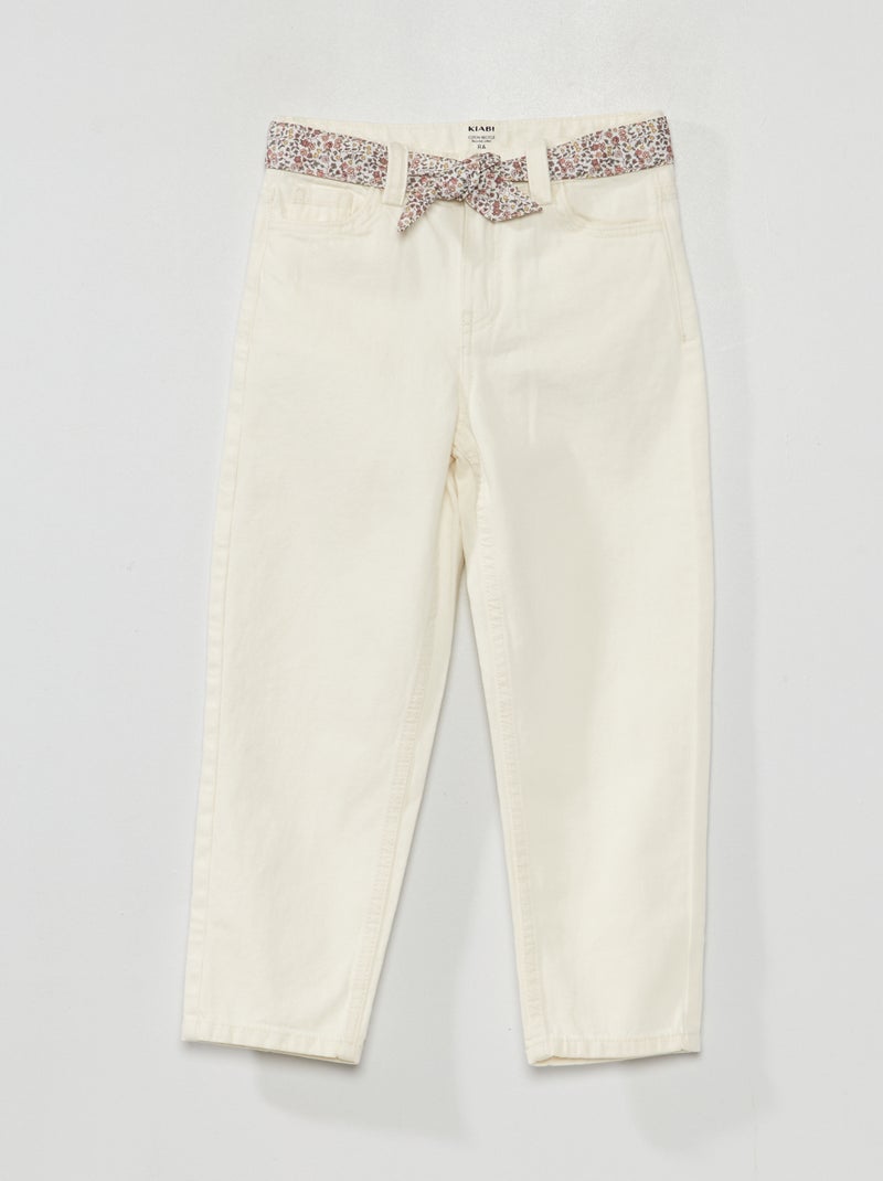 Jeans larghi con cintura in tessuto BIANCO - Kiabi