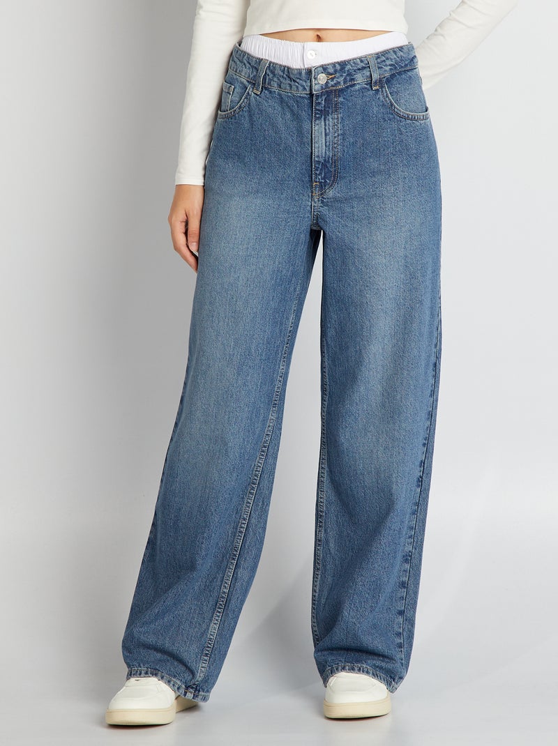 Jeans larghi con finte mutande integrate BLU - Kiabi