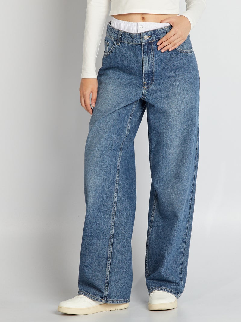 Jeans larghi con finte mutande integrate BLU - Kiabi