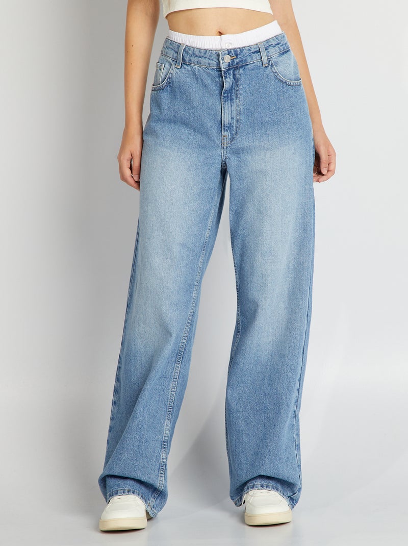 Jeans larghi con finte mutande integrate BLU - Kiabi