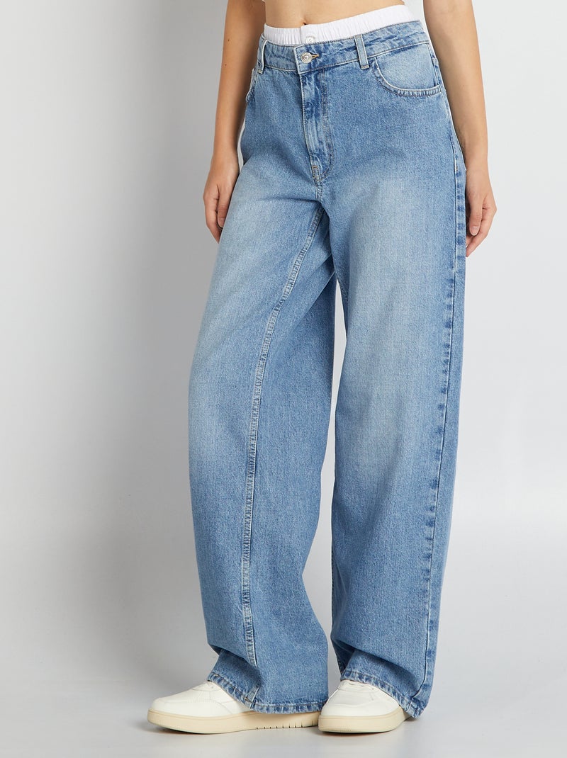 Jeans larghi con finte mutande integrate BLU - Kiabi