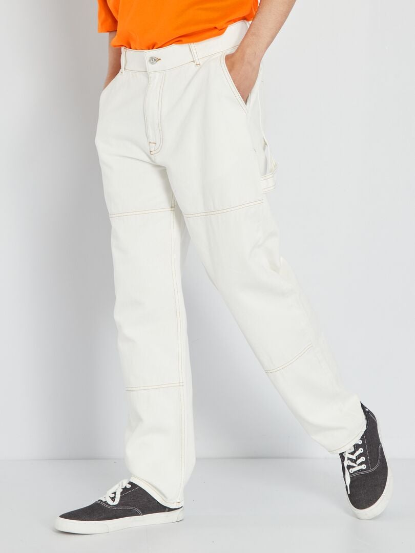 Jeans larghi con impunture a contrasto BIANCO - Kiabi