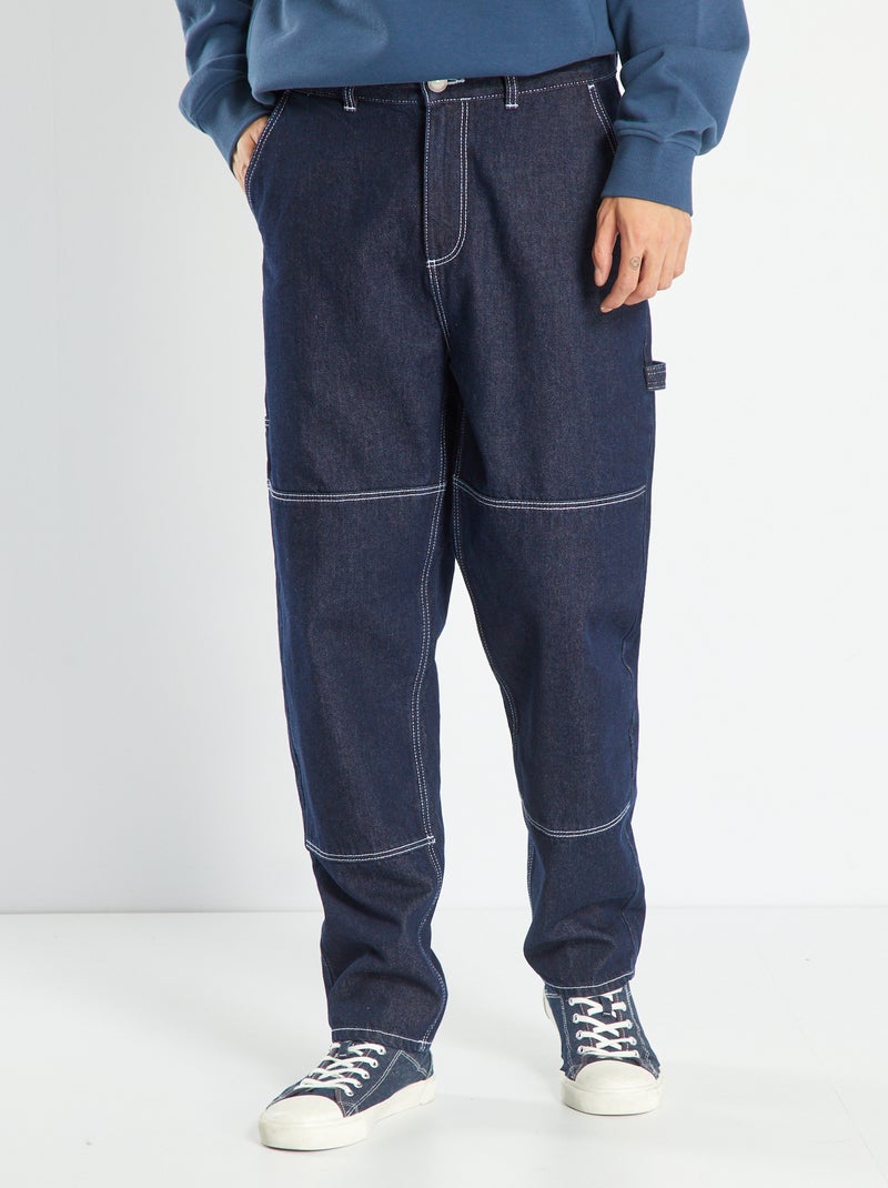 Jeans larghi con impunture a contrasto BLU - Kiabi