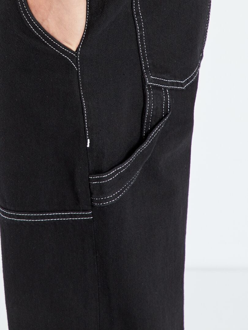 Jeans larghi con impunture a contrasto Nero - Kiabi