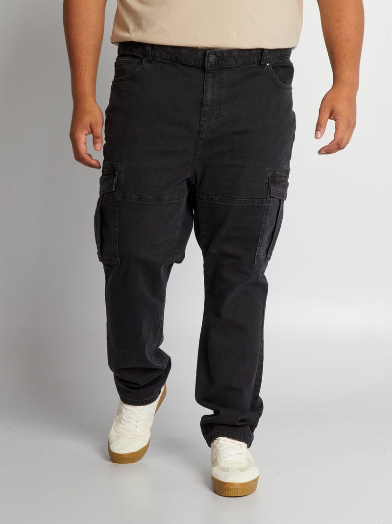 Jeans larghi con tasche laterali - L32 NERO - Kiabi