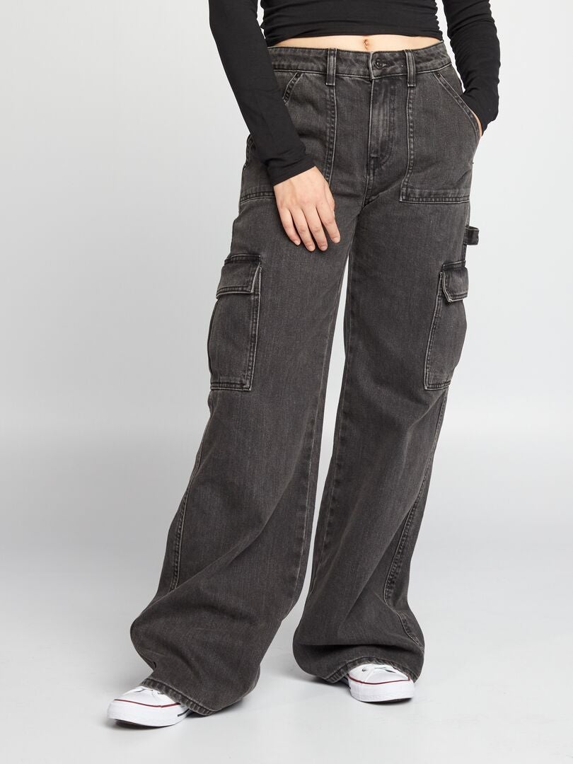 Jeans larghi con tasche Nero - Kiabi