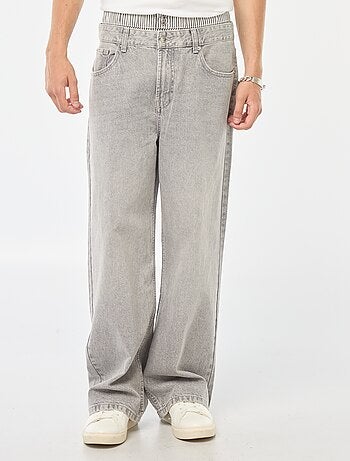 Jeans larghi stile baggy con finto slip integrato in vita