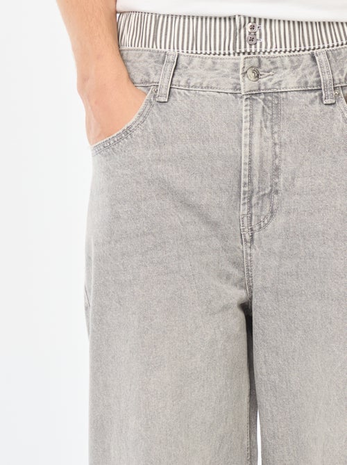 Jeans larghi stile baggy con finto slip integrato in vita - Kiabi