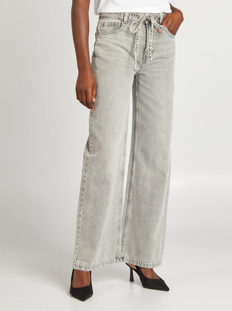 Jeans larghi / wide leg a vita alta GRIGIO - Kiabi