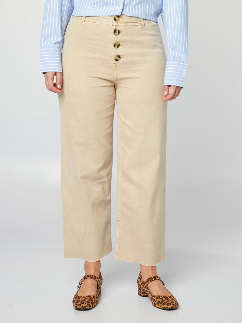 Jeans larghi / wide leg apertura per bottoni fantasia - BEIGE - Kiabi