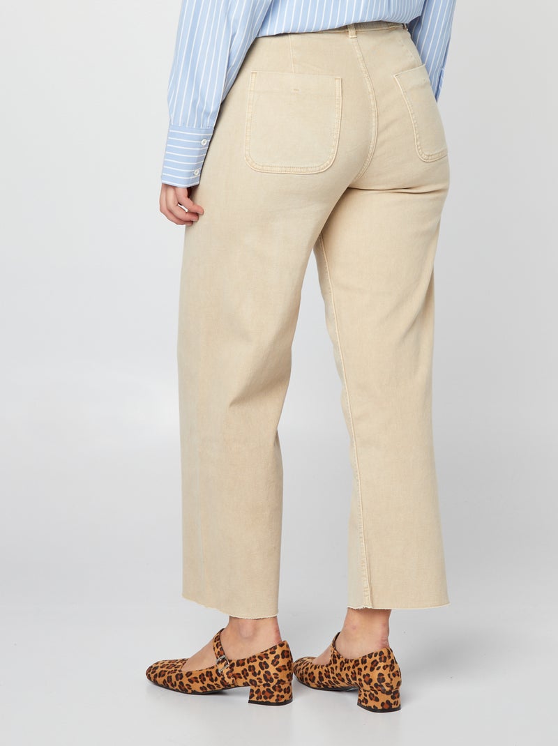 Jeans larghi / wide leg apertura per bottoni fantasia - BEIGE - Kiabi