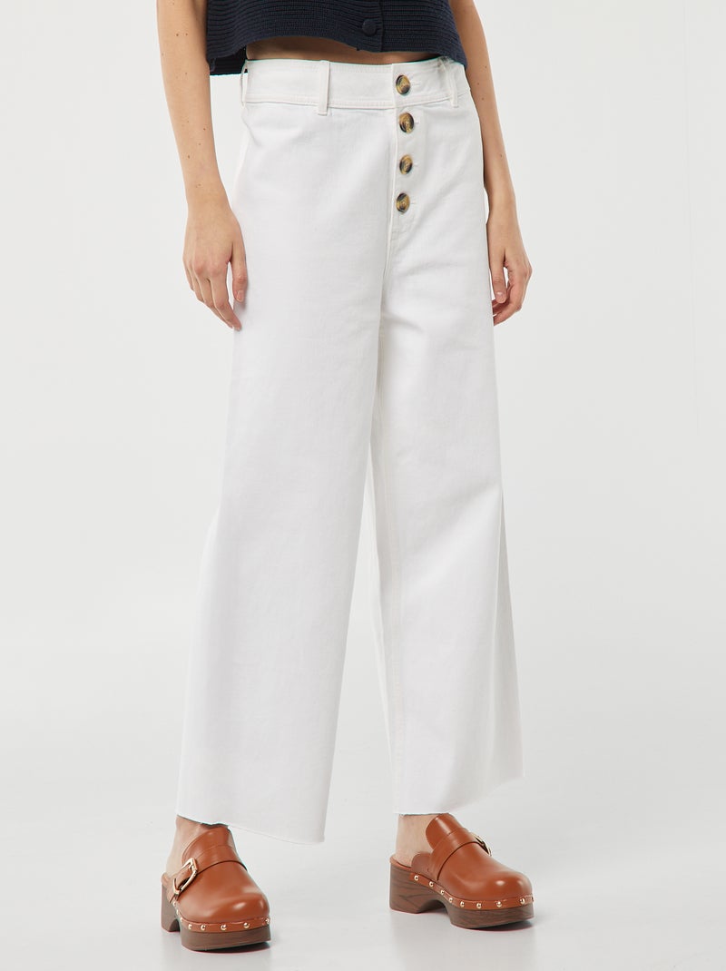 Jeans larghi / wide leg apertura per bottoni fantasia - bianco - Kiabi