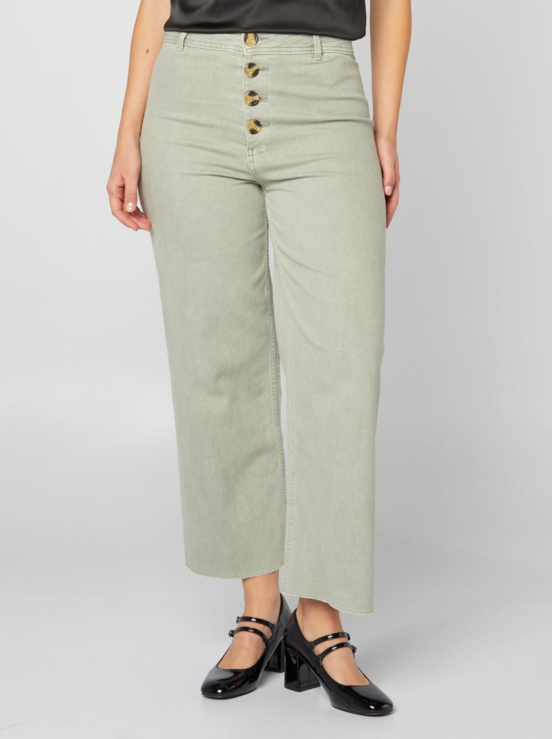 Jeans larghi / wide leg apertura per bottoni fantasia - VERDE - Kiabi