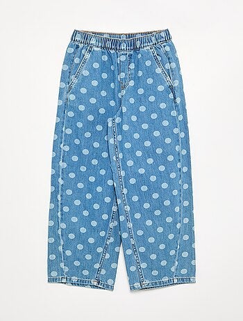 Jeans modello barrel con stampa a pois