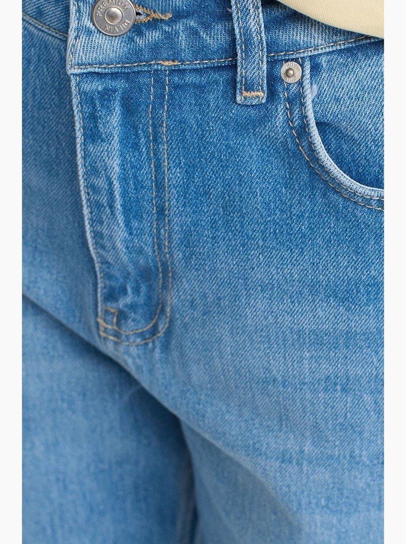 Jeans mom a vita alta a gamba dritta dilvin Blu zaffiro - Kiabi