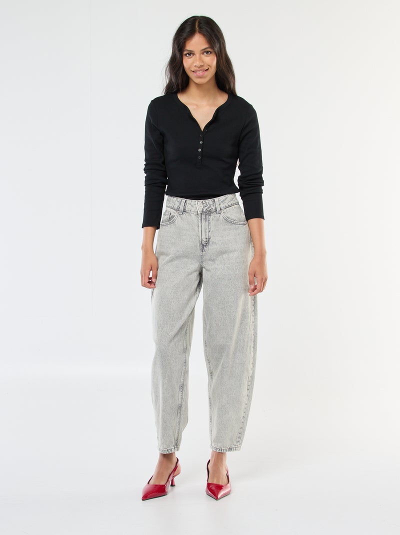 Jeans mom a vita alta Grigio - Kiabi