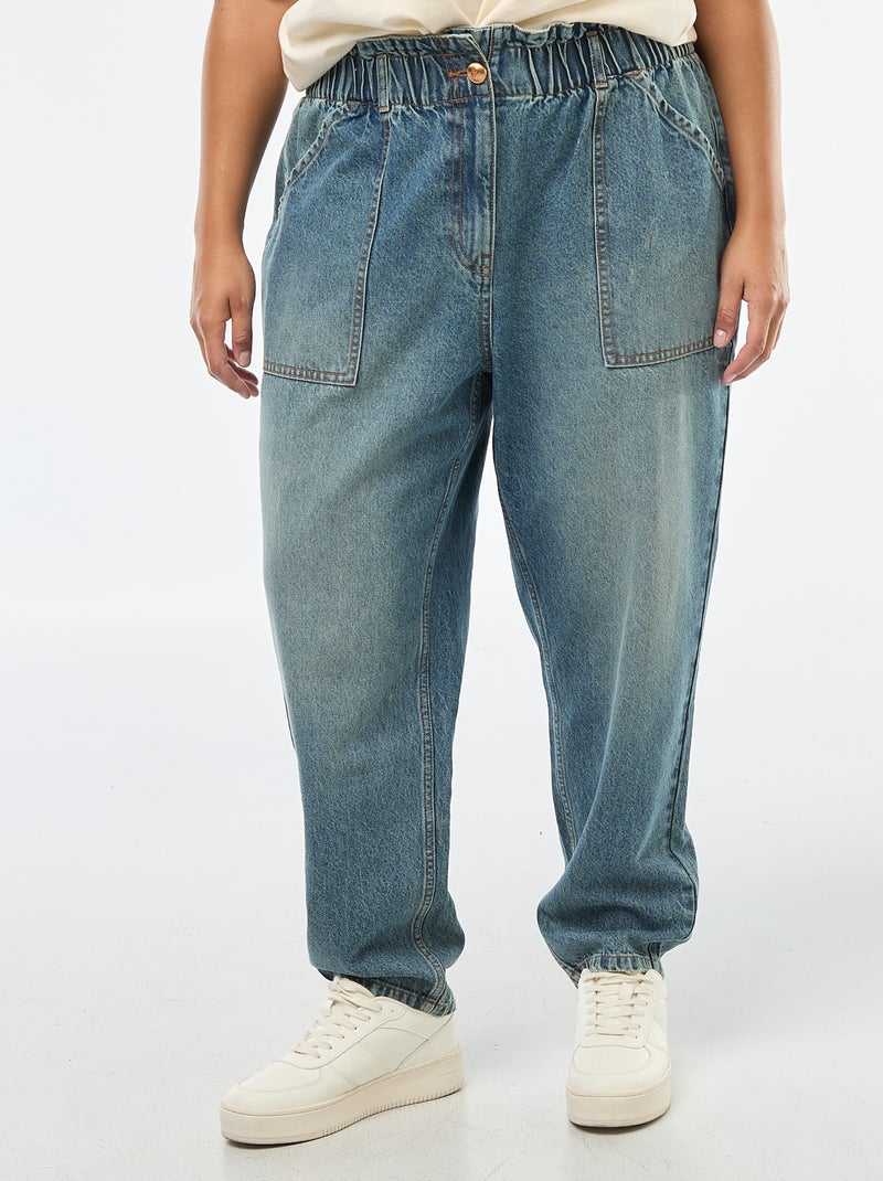 Jeans mom con elastico in vita Blu - Kiabi