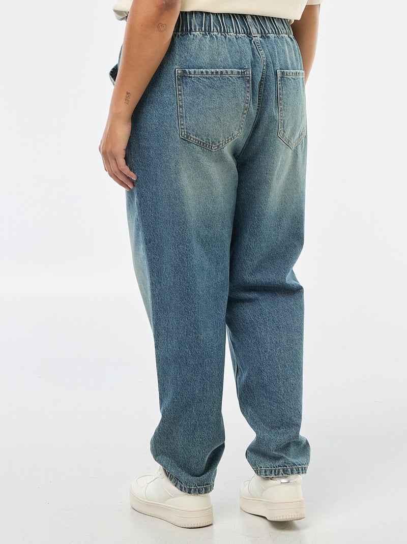 Jeans mom con elastico in vita Blu - Kiabi