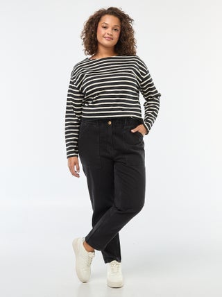 Jeans mom con elastico in vita