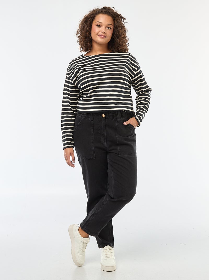 Jeans mom con elastico in vita Grigio - Kiabi