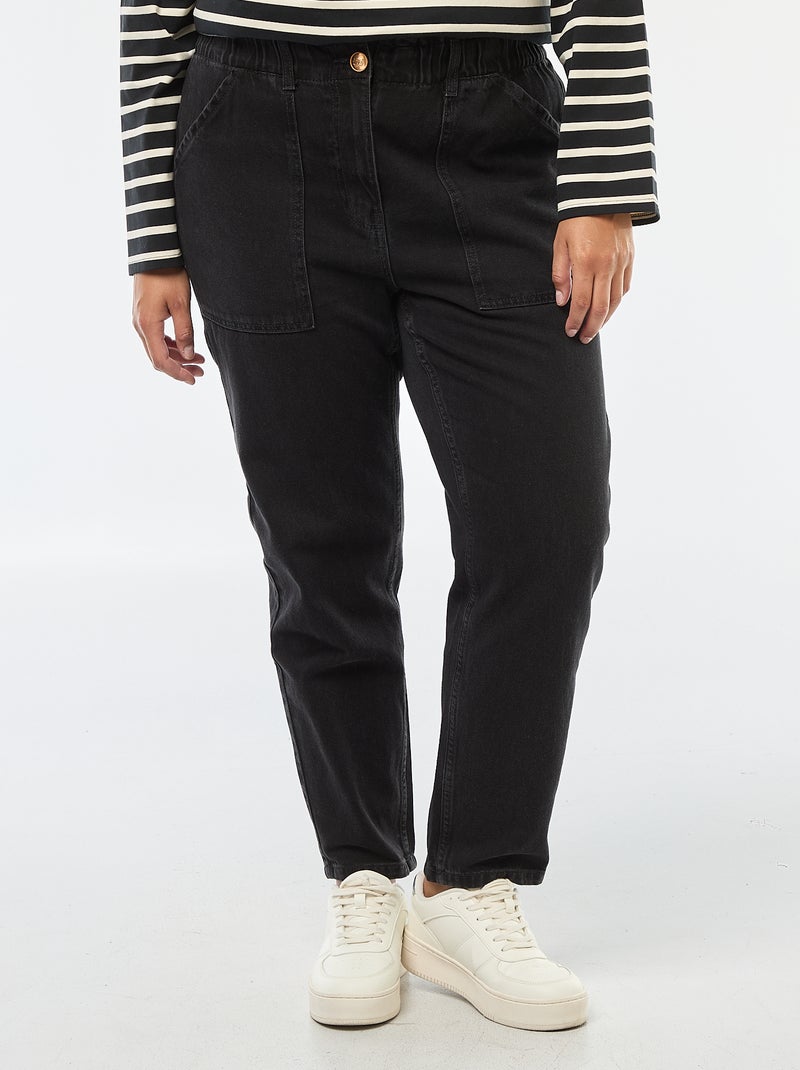 Jeans mom con elastico in vita Grigio - Kiabi