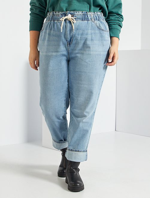 Jeans mom con vita elasticizzata - BLU - Kiabi - 22.00€