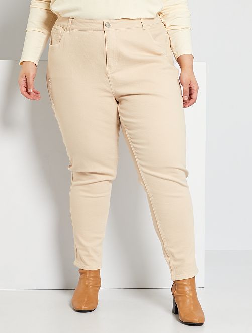 Jeans mom effetto destroyed                                             BEIGE 
