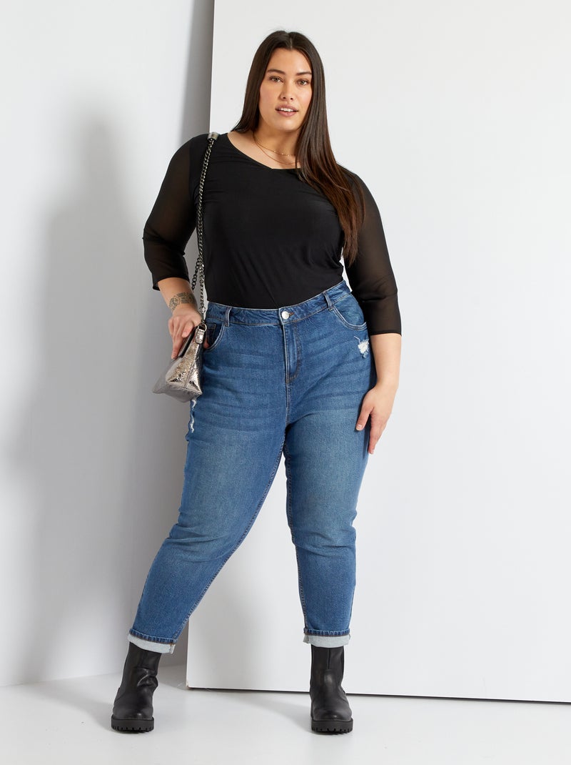 Jeans mom effetto destroyed BLU - Kiabi