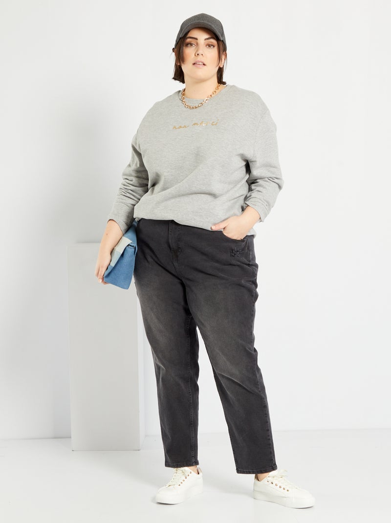 Jeans mom effetto destroyed NERO - Kiabi