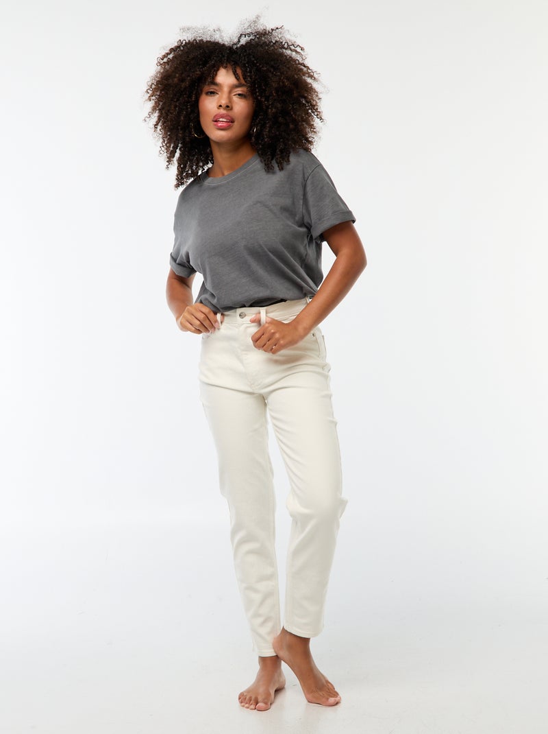 Jeans mom fit 5 tasche L34 Bianco - Kiabi