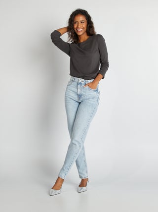 Jeans mom fit a vita alta