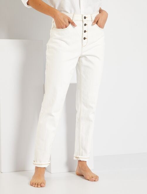 Jeans mom fit a vita alta L28 - bianco neve - Kiabi - 18.00€