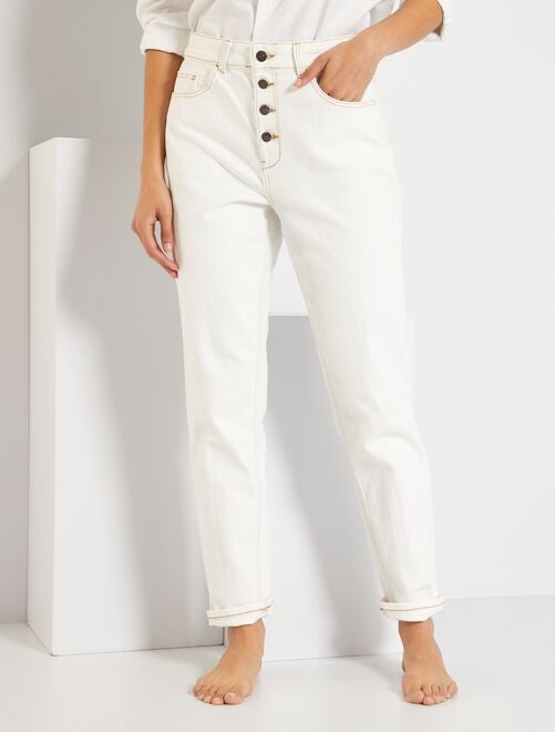 Jeans mom fit a vita alta L30 - bianco neve - Kiabi - 18.00€