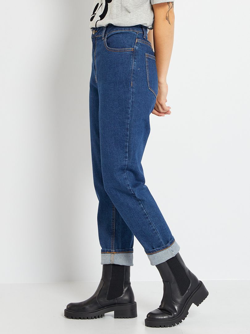 Jeans mom fit a vita alta L32 BLU - Kiabi
