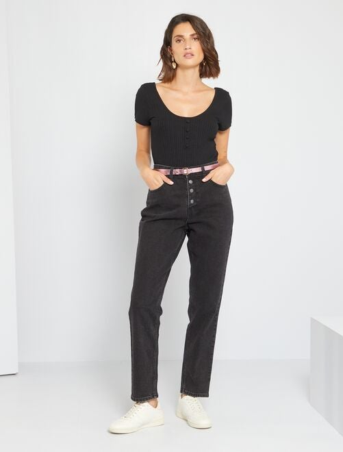 Jeans mom fit a vita alta L32 - NERO - Kiabi - 18.00€