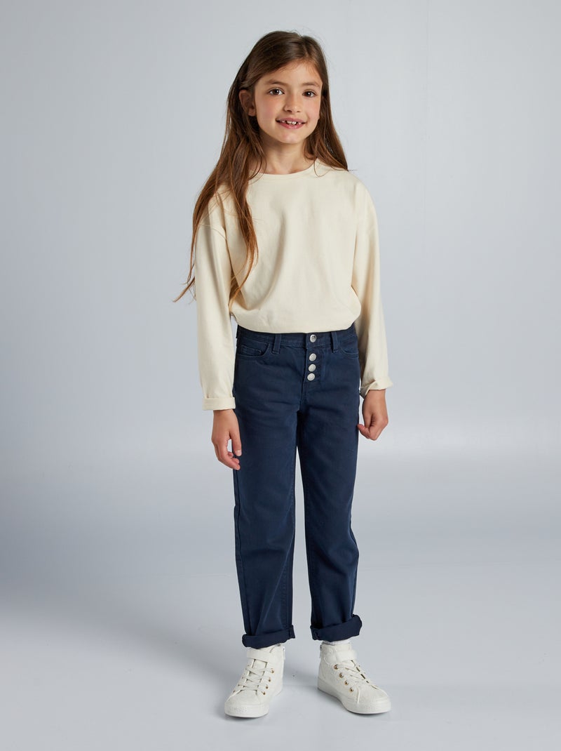 Jeans mom fit con bottoni - Taglio + aderente blu - Kiabi