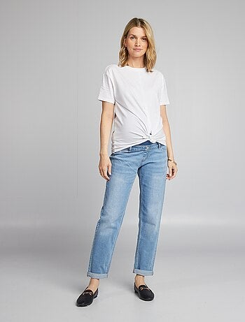 Jeans mom premaman con abrasioni