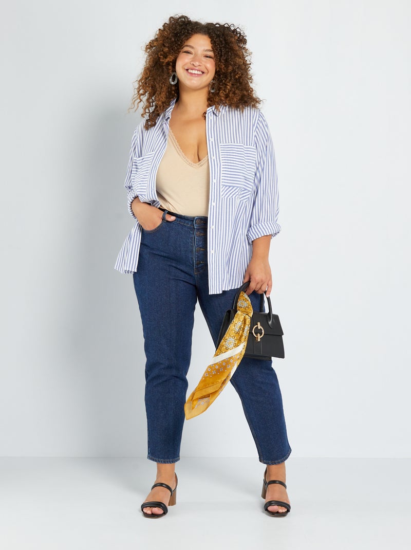Jeans mom vita alta a 5 tasche L32 BLU - Kiabi