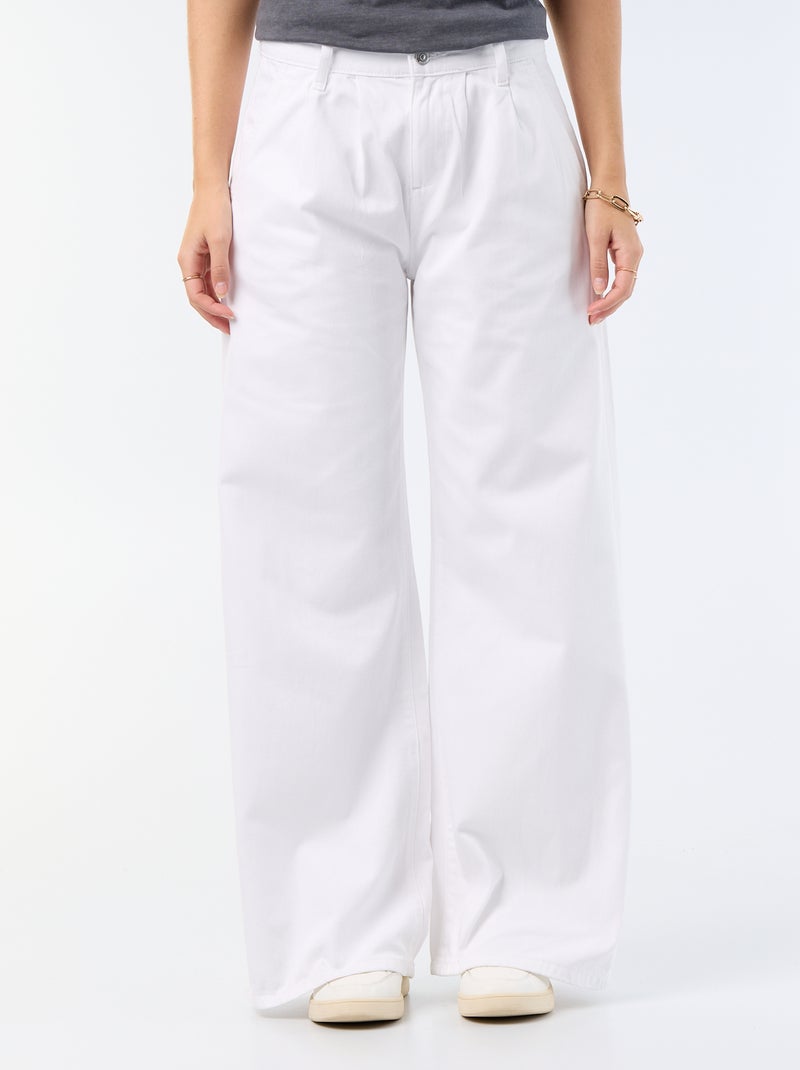 Jeans palazzo a gamba larga e vita alta Bianco - Kiabi