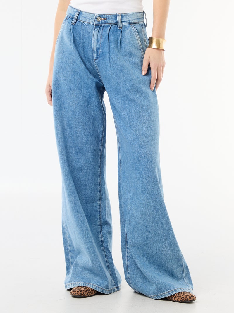 Jeans palazzo a gamba larga e vita alta Blu - Kiabi