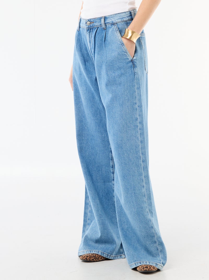 Jeans palazzo a gamba larga e vita alta Blu - Kiabi