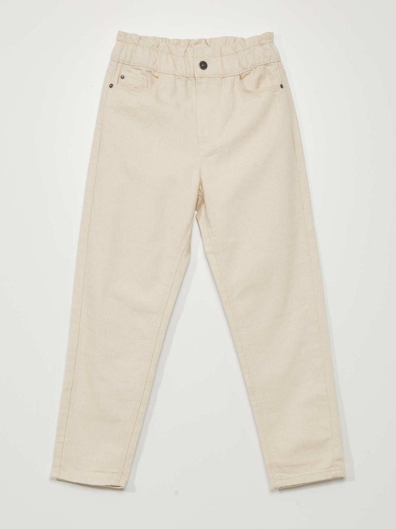 Jeans paper bag a vita alta BEIGE - Kiabi