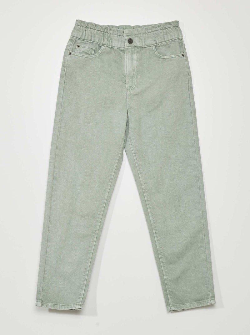 Jeans paper bag a vita alta VERDE - Kiabi
